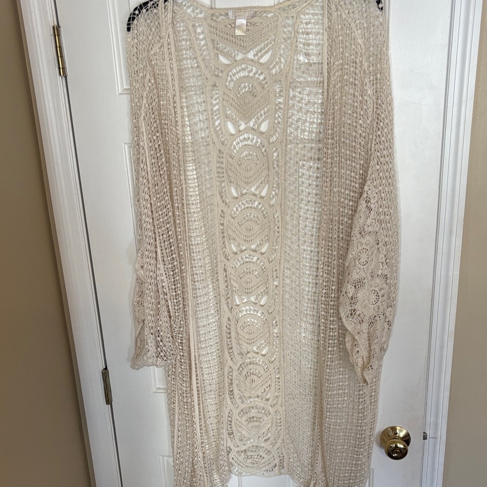 Elegant Cream Knit Women's cardigan